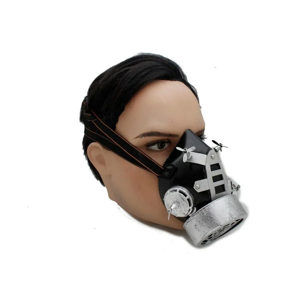 Men Women Face Black Silver Halloween Costume Gas Mask Steampunk Nuke One Size